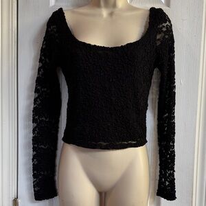 NWT Heart & Hips M  Black Lace Long Sleeve Top